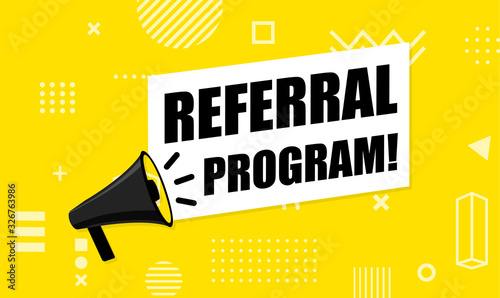 Megaphone with referral program. Vector illustration
