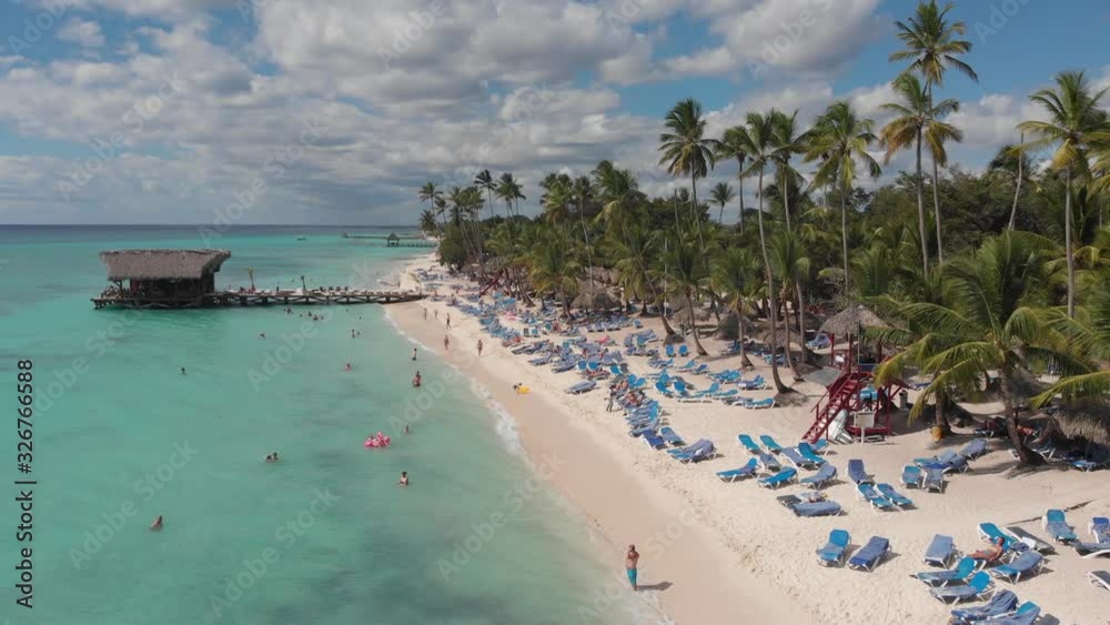 Drone shot of beautiful caribbean sea and beach Drone shot of beautiful caribbean sea and beach