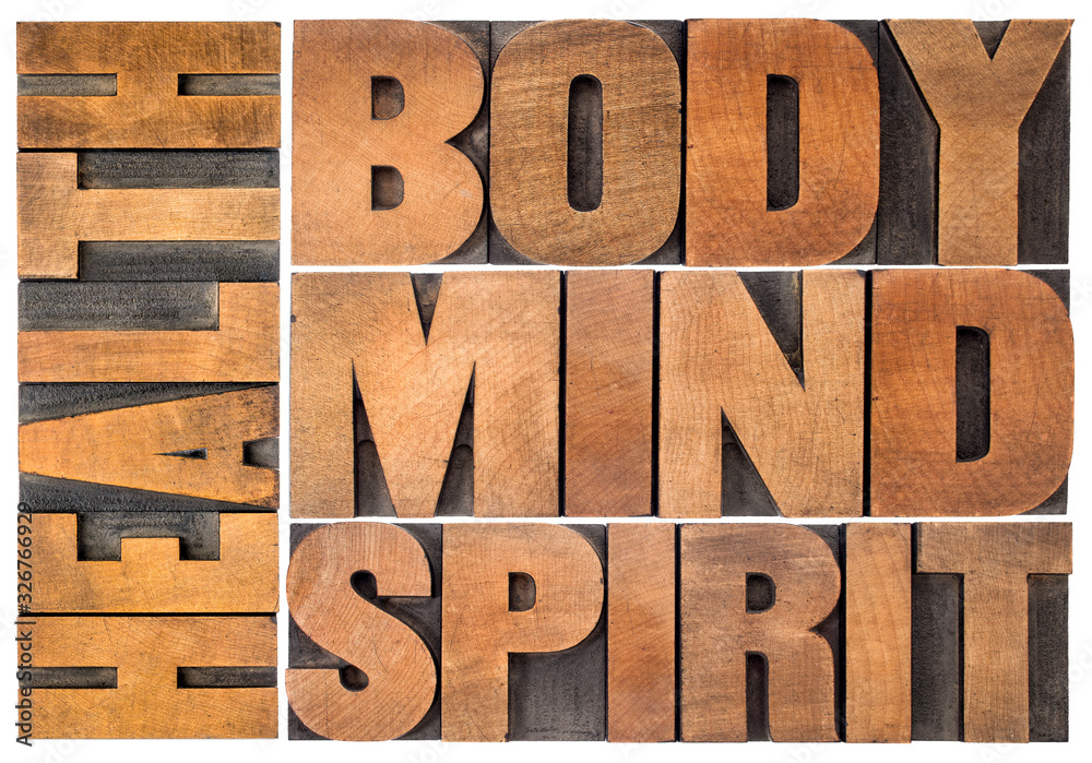 health, body, mind and spirit word abstract - obrazy, fototapety, plakaty 