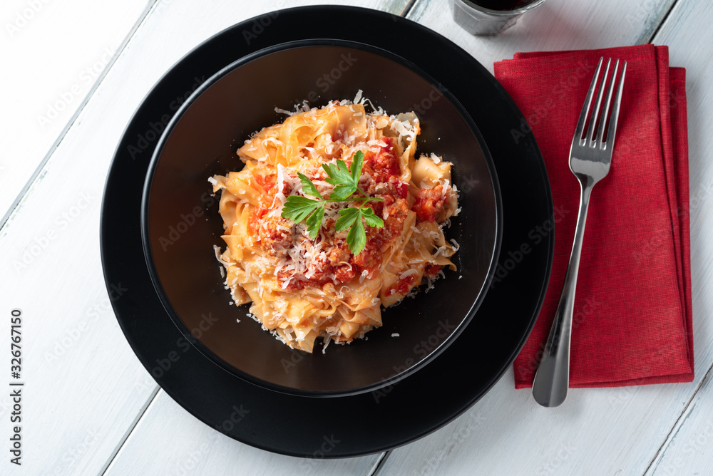 Pappardelle al ragu di cinghiale, Cucina Italiana Pappardelle al ragu di cinghiale, Cucina Italiana