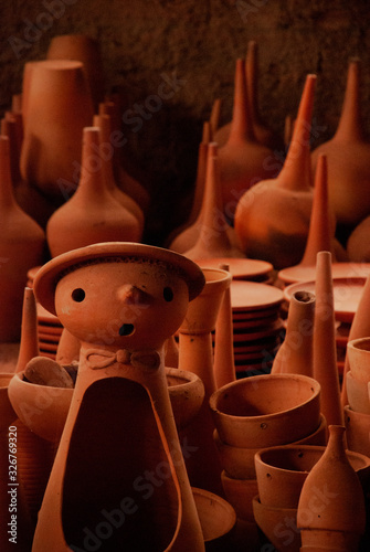 Tracunhaem / Pernambuco / Brazil. June, 21, 2009. Ceramic pieces such as pots, jars, pots and utilities of various shapes are seen in small potteries in the city of tracunhaem. photo