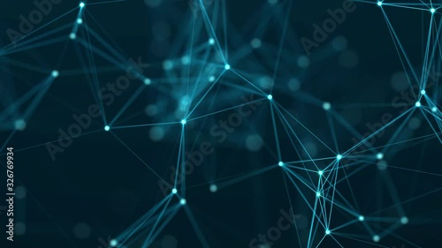 Abstract digital connection moving dots and lines. Technology background. Network connection structure. 3d. Seamless loop. 4K photo