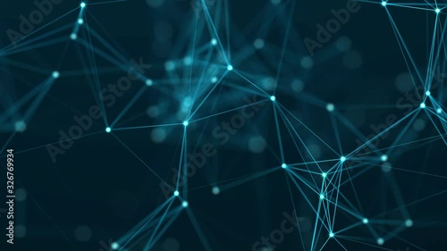Abstract digital connection moving dots and lines. Technology background. Network connection structure. 3d. Seamless loop. 4K