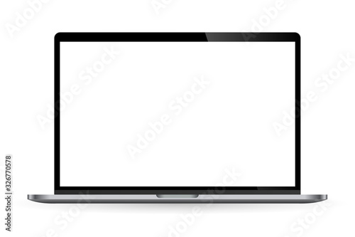 Realistic laptop computer monitor with white screen. Illustration vector illustrator Ai EPS