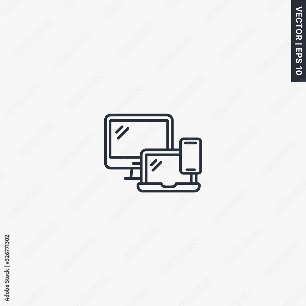 Electronic devices, linear style sign for mobile concept and web design Electronic devices, linear style sign for mobile concept and web design