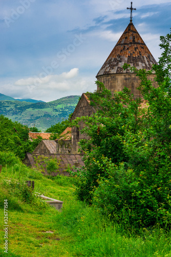 Vertical photo of the monastery Sanahin, a landmark of Armenia