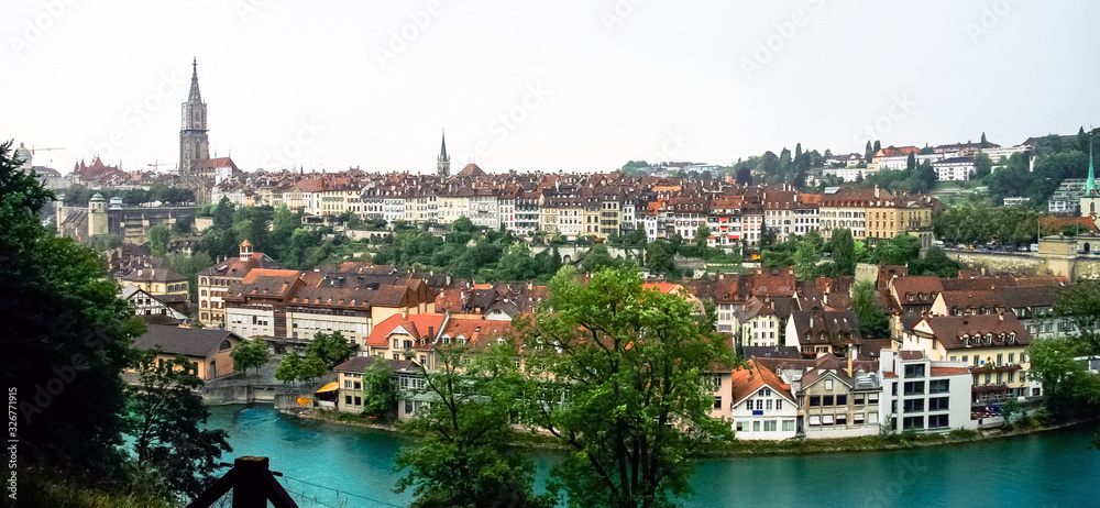 Bern, Canton of Bern / Switzerland - August 7th, 2008: The old city on the banks of the River Aare