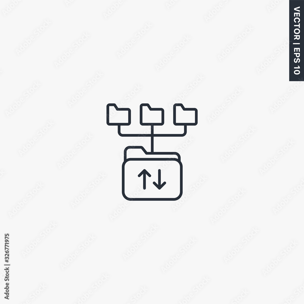 Fototapeta premium Folder structure, linear style sign for mobile concept and web design
