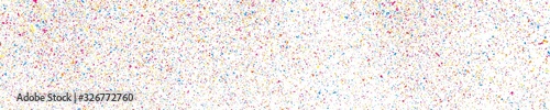 Abstract Explosion of Confetti. Colorful Grainy Texture Isolated on White Panoramic Background. Colored Stains and Blots. Wide Horizontal Long Banner For Site. Illustration, EPS 10. 