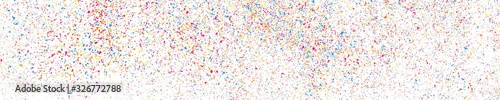 Abstract Explosion of Confetti. Colorful Grainy Texture Isolated on White Panoramic Background. Colored Stains and Blots. Wide Horizontal Long Banner For Site. Illustration, EPS 10.  