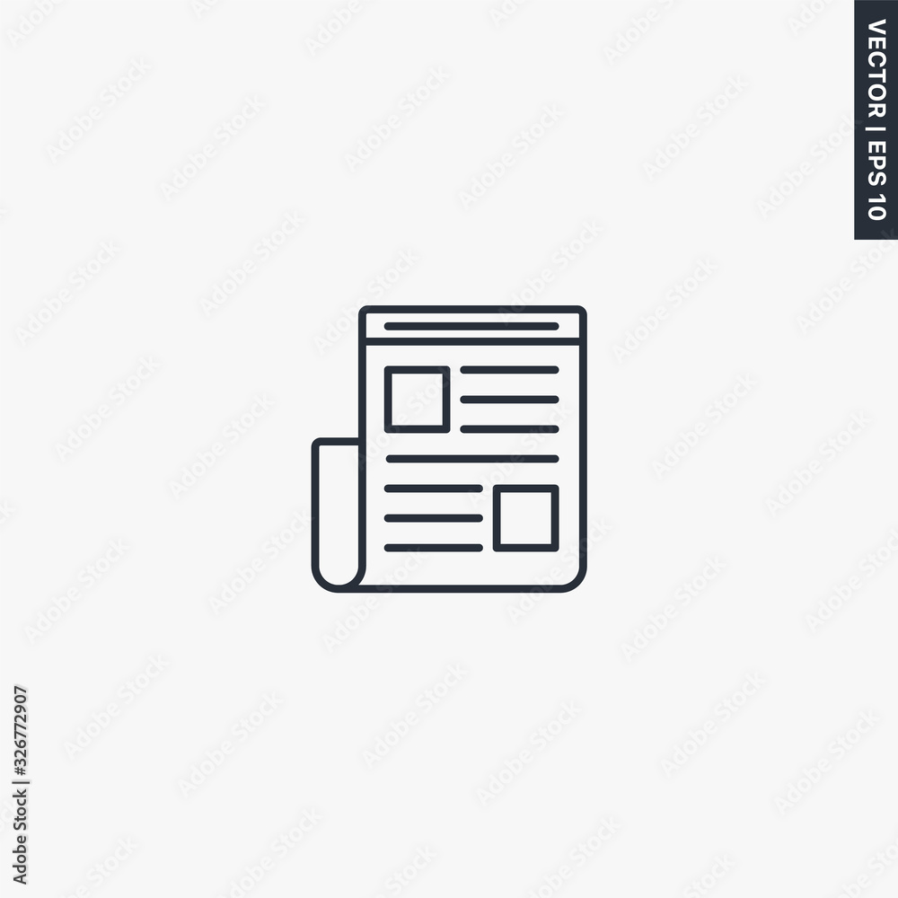 Newspaper, linear style sign for mobile concept and web design Newspaper, linear style sign for mobile concept and web design