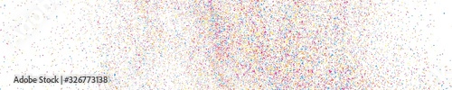 Abstract Explosion of Confetti. Colorful Grainy Texture Isolated on White Panoramic Background. Colored Stains and Blots. Wide Horizontal Long Banner For Site. Illustration, EPS 10.  
