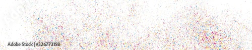 Abstract Explosion of Confetti. Colorful Grainy Texture Isolated on White Panoramic Background. Colored Stains and Blots. Wide Horizontal Long Banner For Site. Illustration  EPS 10.  