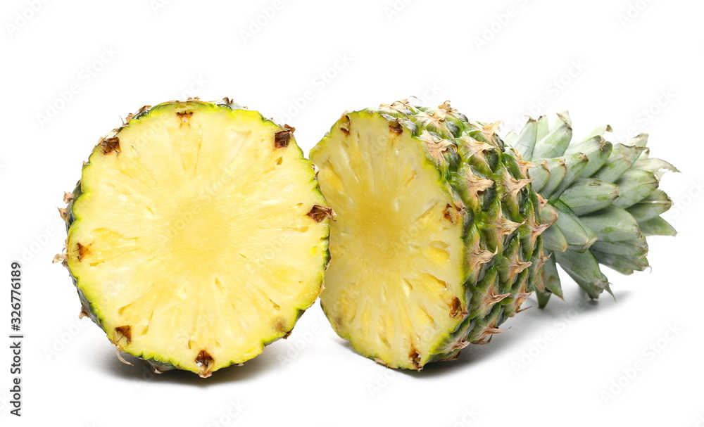 Pineapple slices, isolated on white background
