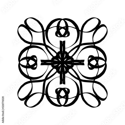 Magic symbol mandala on a white isolated background. Black outline. Vector