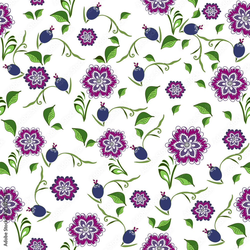 Summer light background with bright beautiful decorative flowers and leaves. Textile composition, template for design print, fabric, wallpaper. Summer light background with bright beautiful decorative flowers and leaves. Textile composition, template for design print, fabric, wallpaper.