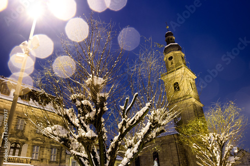 Old Town Church (Altstädter Kirche) at night in winter.