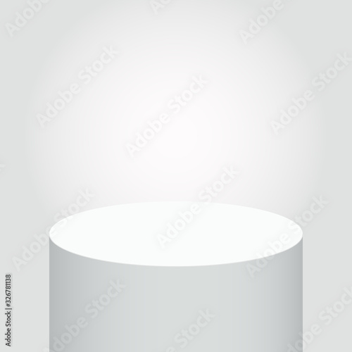White gradient podium for product. 3d style illustration for an exhibition and presentation. Vector isolated on white