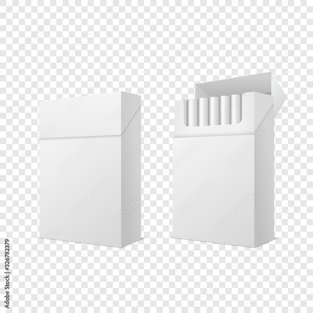 Vector Realistic Closed and Opened Clear Blank Empty and with Cigarettes Pack Box Set Isolated on Transparent Background. Design Template. Smoke Problem Concept, Tobacco, Cigarette Mockup. Side View Vector Realistic Closed and Opened Clear Blank Empty and with Cigarettes Pack Box Set Isolated on Transparent Background. Design Template. Smoke Problem Concept, Tobacco, Cigarette Mockup. Side View