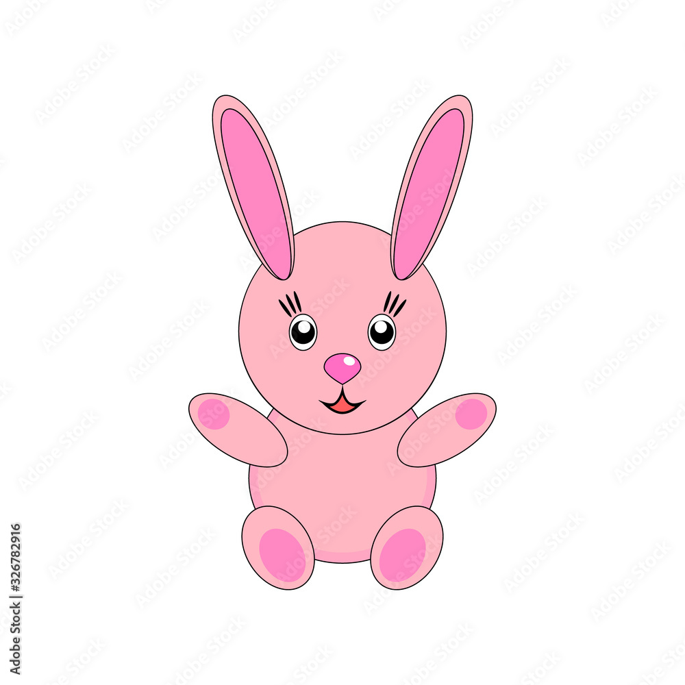 A wonderful simple light one pink rabbit on a white background A wonderful simple light one pink rabbit on a white background