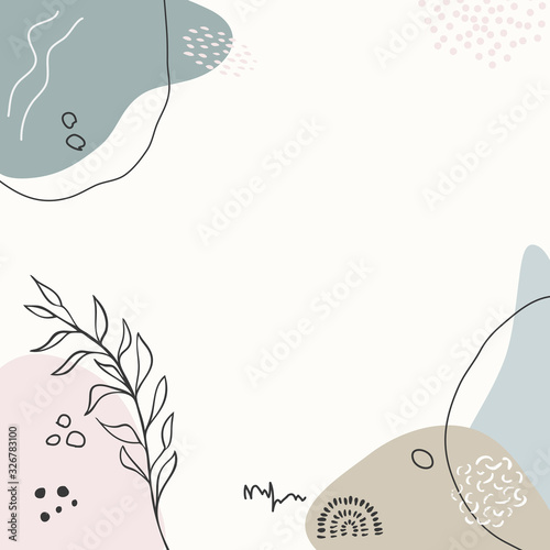 Modern abstract floral art vector leaves background.