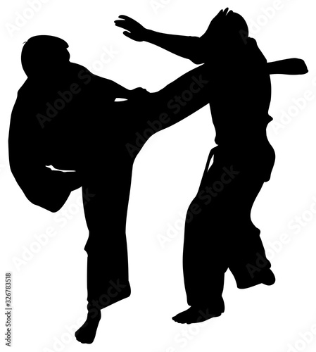  silhouette kata karate athletes vector