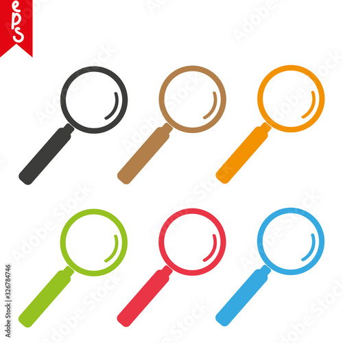 Magnifier icon. Zoom in zoom out sign. Magnifying glass vector icon. Search icon. Find symbol. Loupe outline icon.