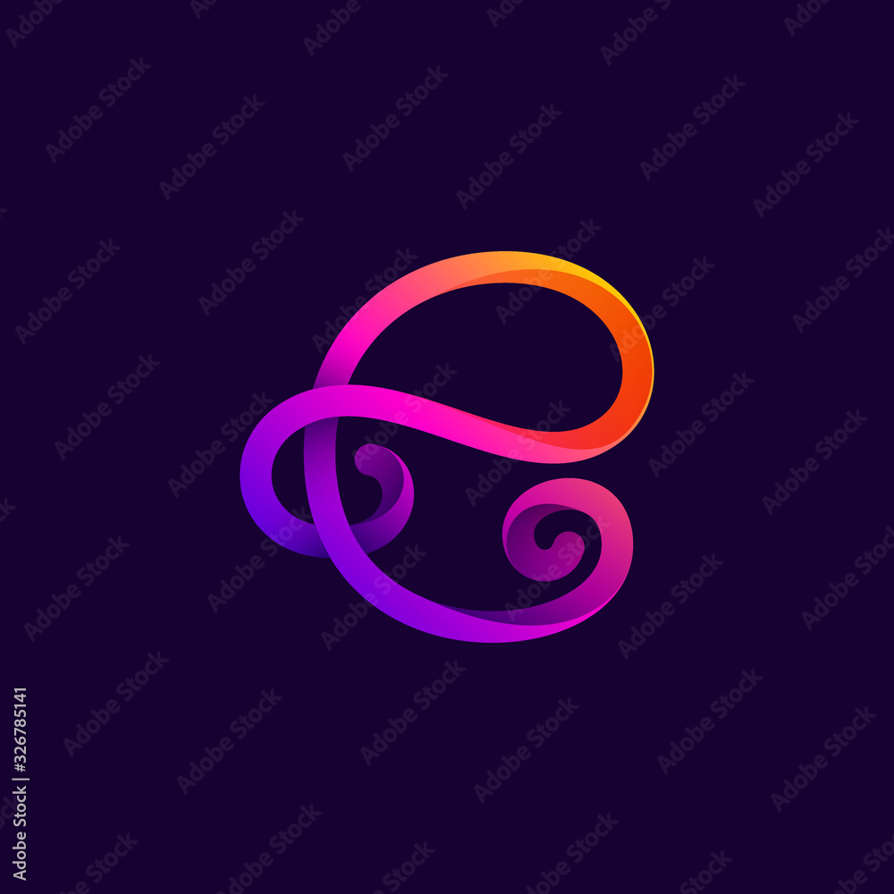 Obraz premium E letter neon light logo.