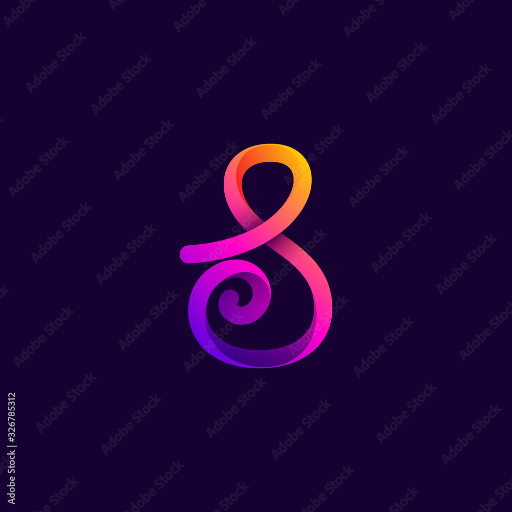 Naklejka Number eight neon light logo.