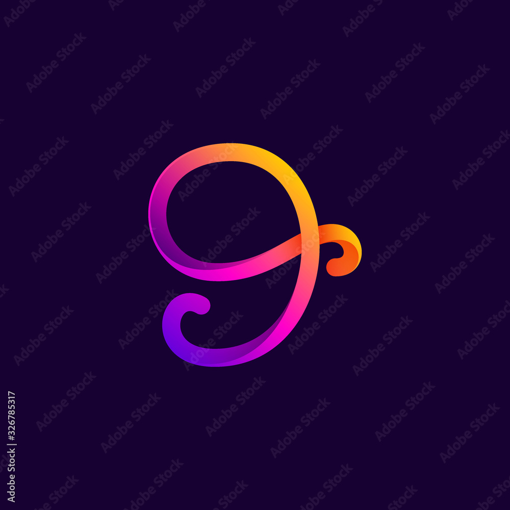 Number nine neon light logo. Number nine neon light logo.