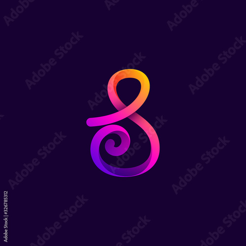 Number eight neon light logo.