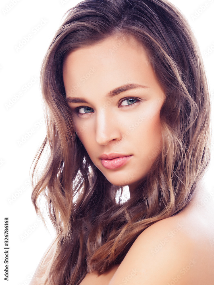 perfect beauty real brunette woman isolated on white background smiling spa makeup, positive girl perfect beauty real brunette woman isolated on white background smiling spa makeup, positive girl