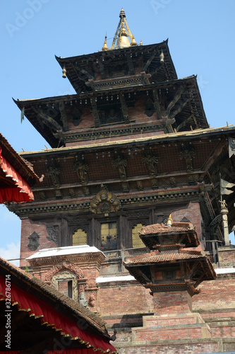 Attractions of nepalese capital. View of Taleju Temple. Kathmandu, Nepal.
