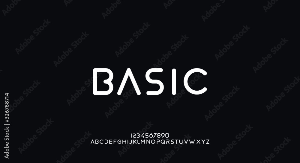 Basic, an Abstract technology futuristic alphabet font. digital space typography vector illustration design