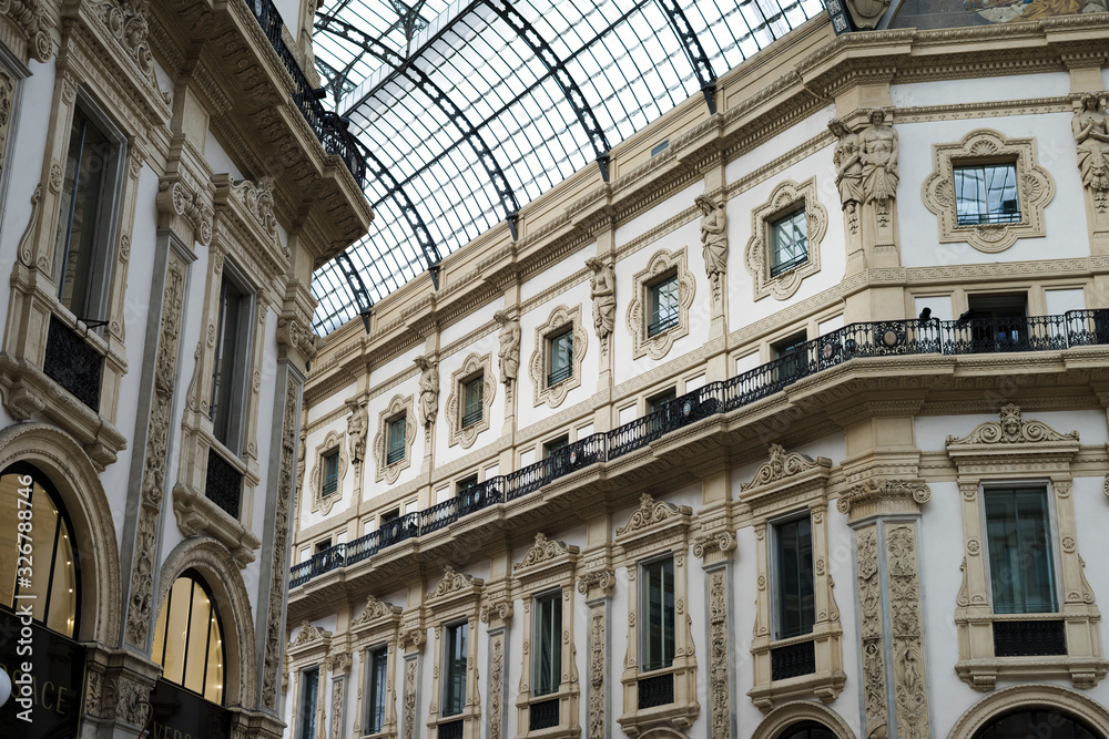 details of the roof Galleria Vittorio Emanuele II in Milan, Italy
