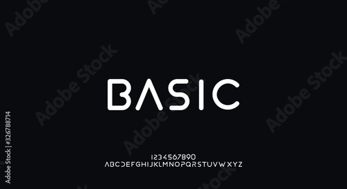Basic, an Abstract technology futuristic alphabet font. digital space typography vector illustration design