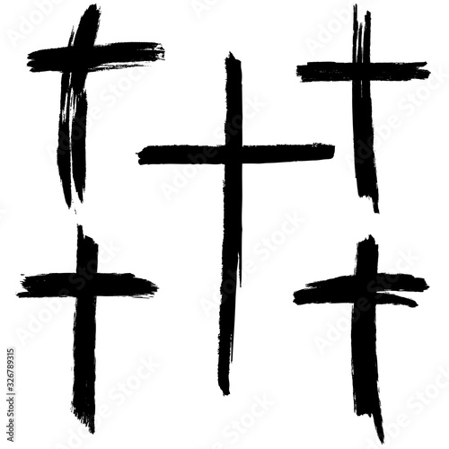 Christian cross. collection of signs of the cross. Easter, symbol of Christianity hand drawn vector illustration sketch