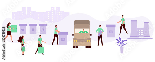 Vector People Separate Sorting Waste Recycling Eco