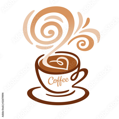 coffee cup icon with smoke. vector illustration