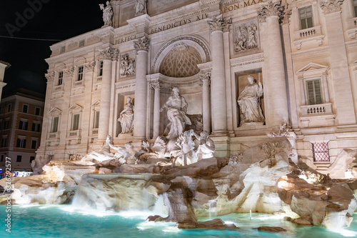 Fountain di Trevi by night - most famous Rome's fountains in the world