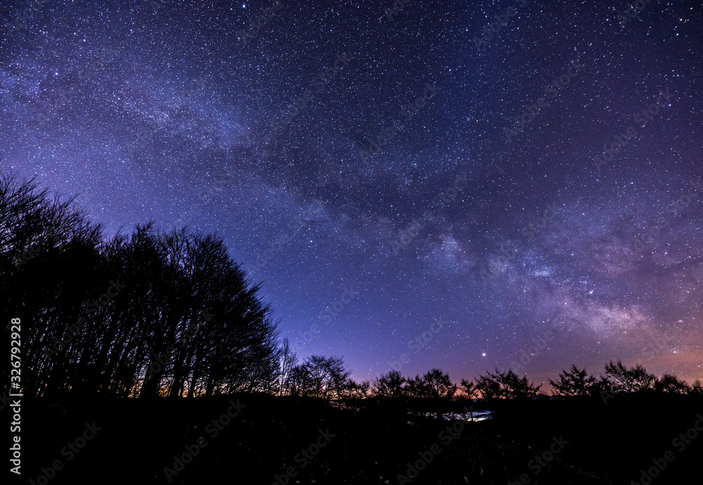 Beautiful Milky Way above the Agiña forest on a February night, Navarra Beautiful Milky Way above the Agiña forest on a February night, Navarra