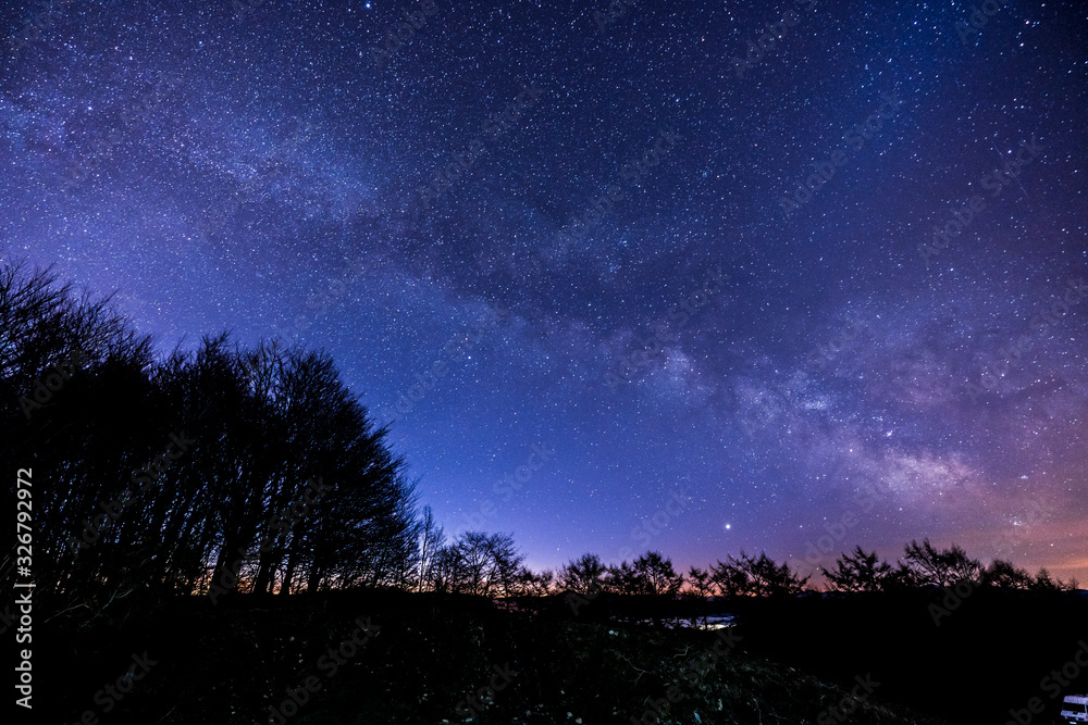 Beautiful Milky Way above the forest of Agiña, Navarra