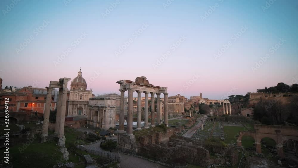 Panning view of the Roman forum in Rome Panning view of the Roman forum in Rome