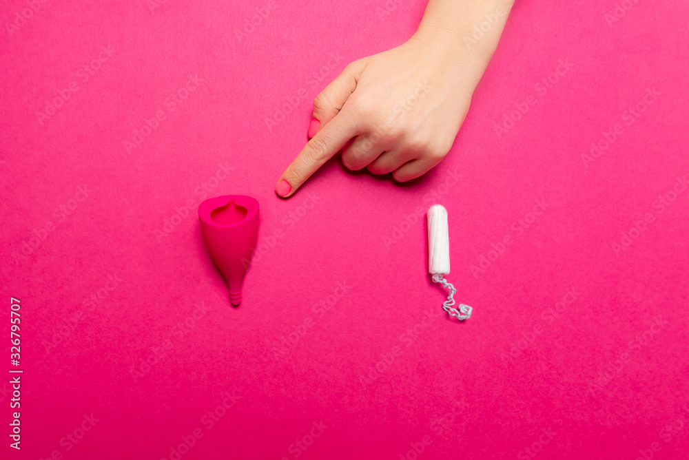 Hygiene items for womens critical days, such as menstrual cup and a