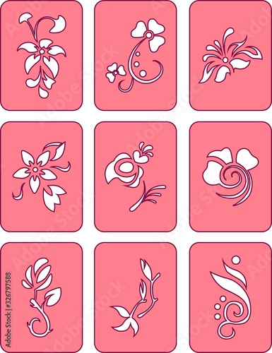 Flowers nail stencil art set