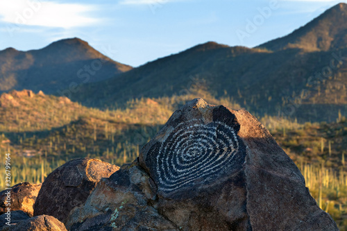 Ancient Hohokam rock art, Signal Hill, Saguaro National Park, Arizona