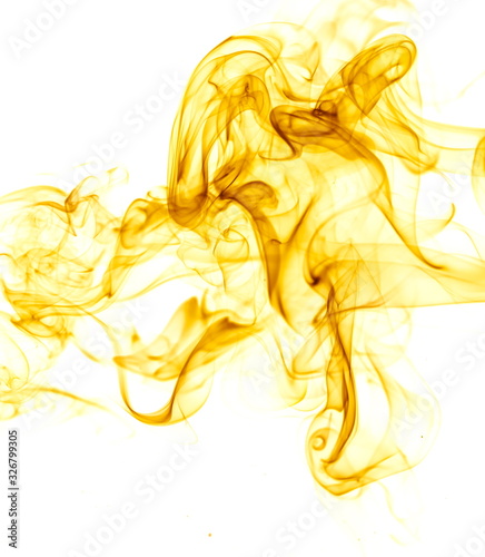 Yellow smoke on white background