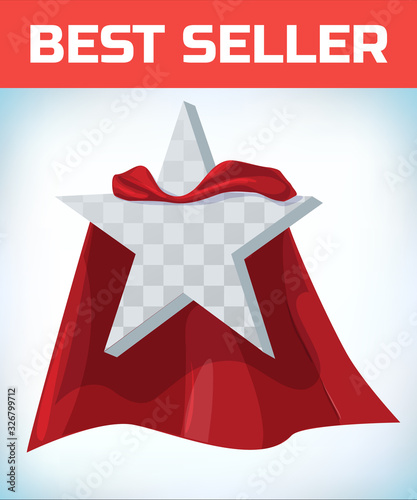 Star concept. Star in cape. Super cloak. Super star. Power icon. Leadership sign. Superhero template. Leader. Imagination symbol. Award logo. Inspiration symbol. Success concept. Quality sign.