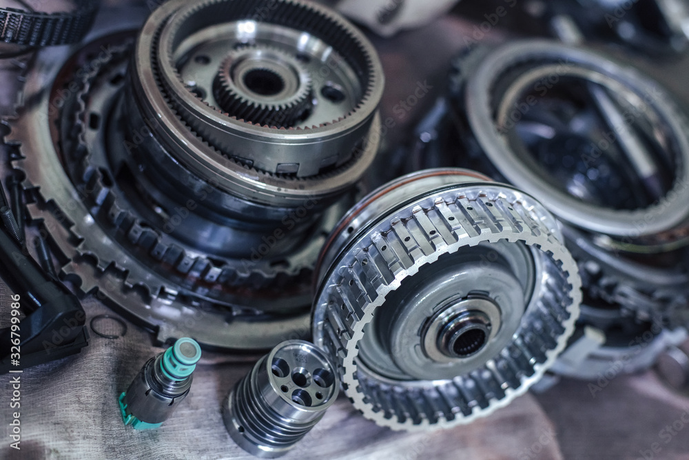 Auto gearbox parts at shallow depth of field Auto gearbox parts at shallow depth of field