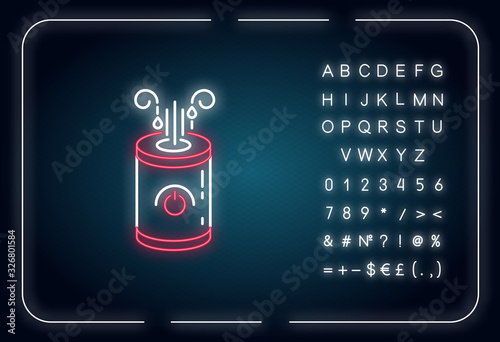 Air cleaner RGB light icon. Household humidifier, domestic ionizer, water vaporizer. Outer glowing effect. Sign with alphabet, numbers and symbols. Vector isolated RGB color illustration